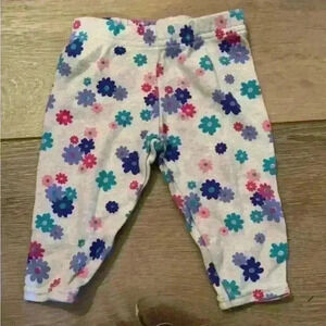 5/$10-Child of Mine by Carter’s Baby Girl White Floral Leggings Size Newborn